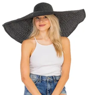 9.5" Wide Wired Brim Sun Hat in Black