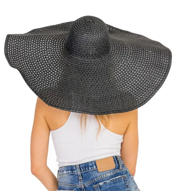 9.5" Wide Wired Brim Sun Hat in Black