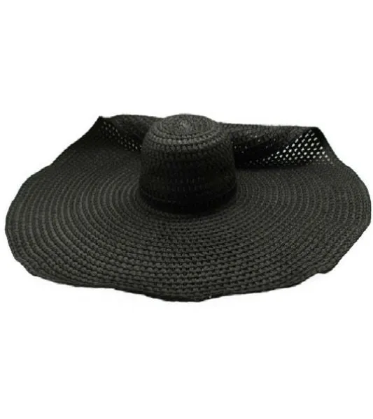 9.5" Wide Wired Brim Sun Hat in Black