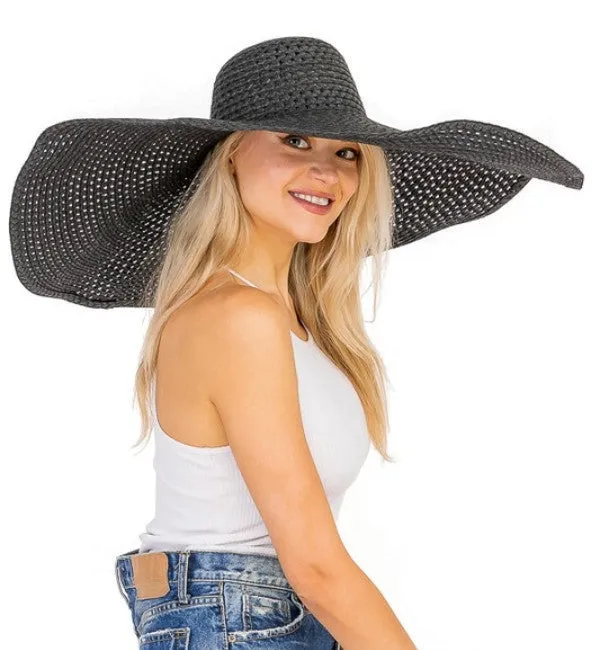 9.5" Wide Wired Brim Sun Hat in Black