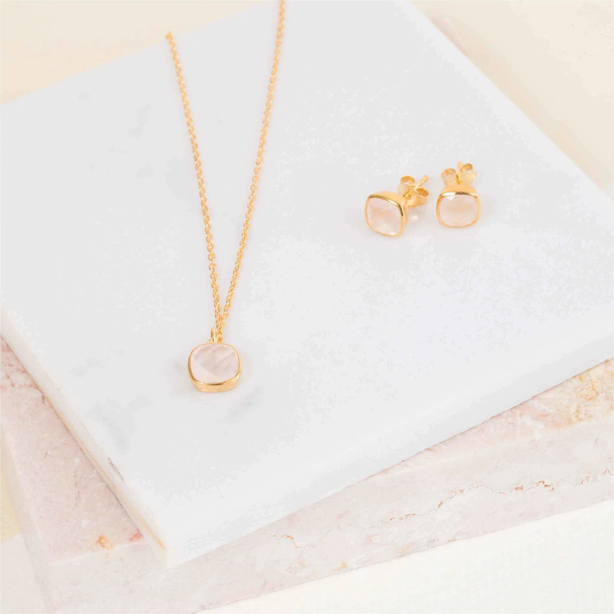 Brooklyn Rose Quartz & Gold Vermeil Jewellery Set