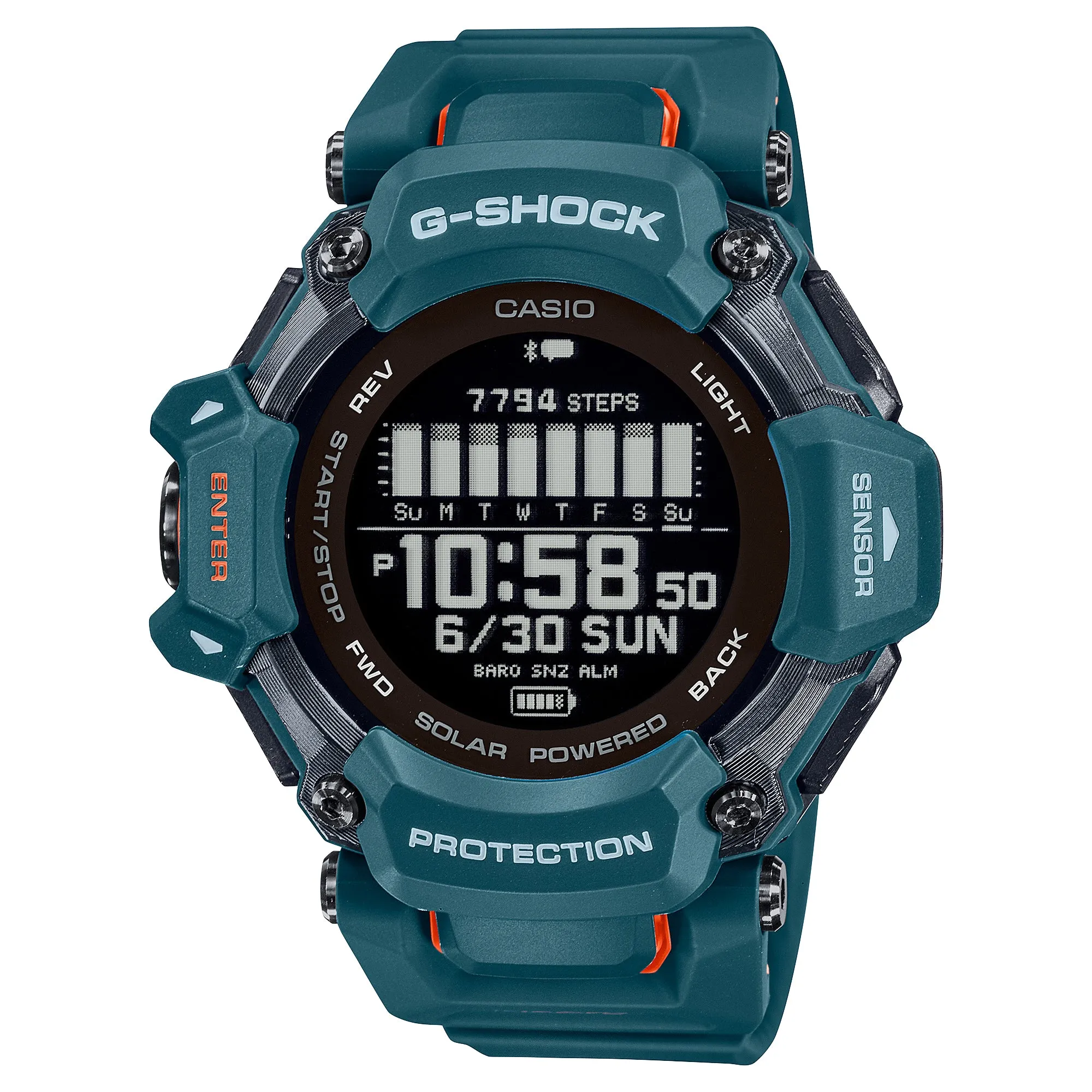 Casio G-Shock GBD-H2000 Lineup G-SQUAD Bluetooth® Tough Solar Multi-Sport Series Bio-Based Blue Resin Band Watch GBDH2000-2D GBD-H2000-2D GBD-H2000-2