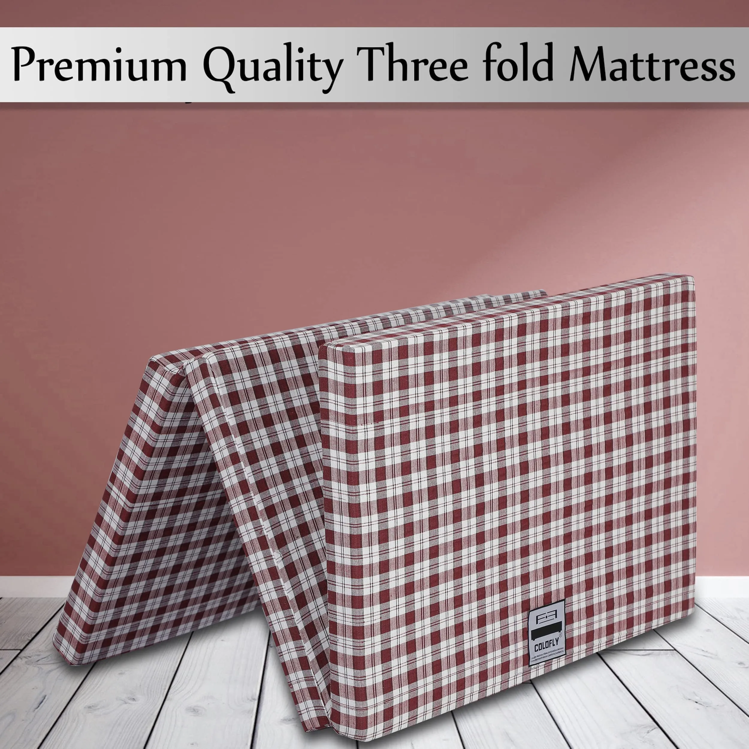 Colofly 3 Inch Three Fold Dual Comfort Reversible UHD Foam Single Bed Mattress Maroon