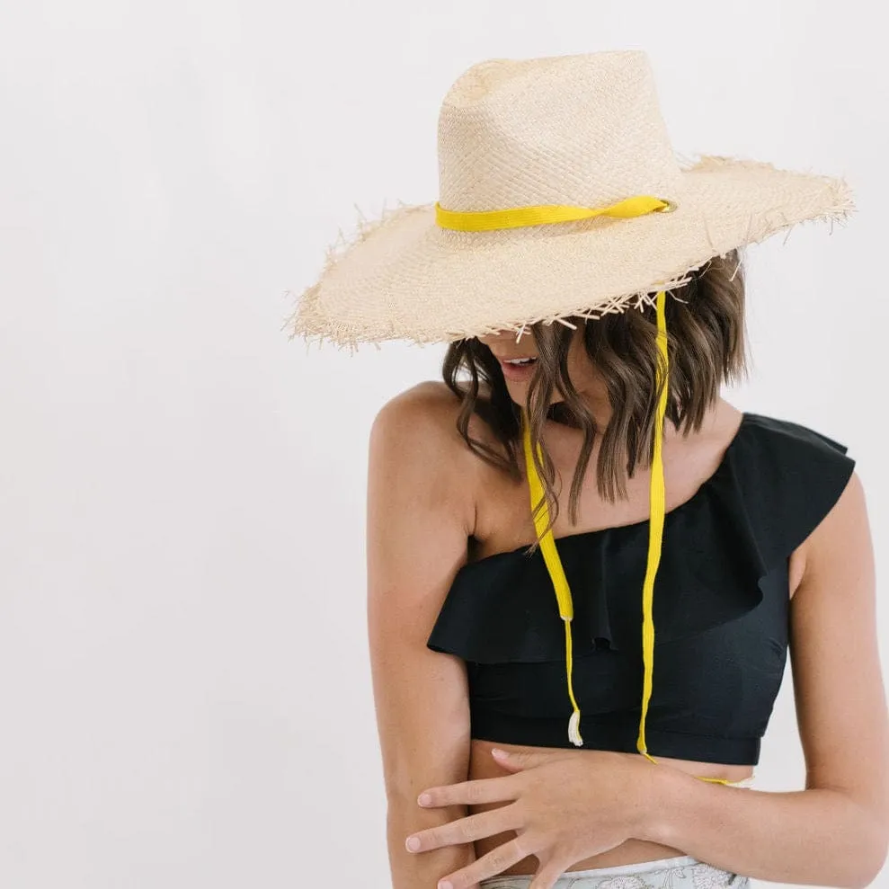 Elisabeth Wide Brimmed Palm Fringe Hat