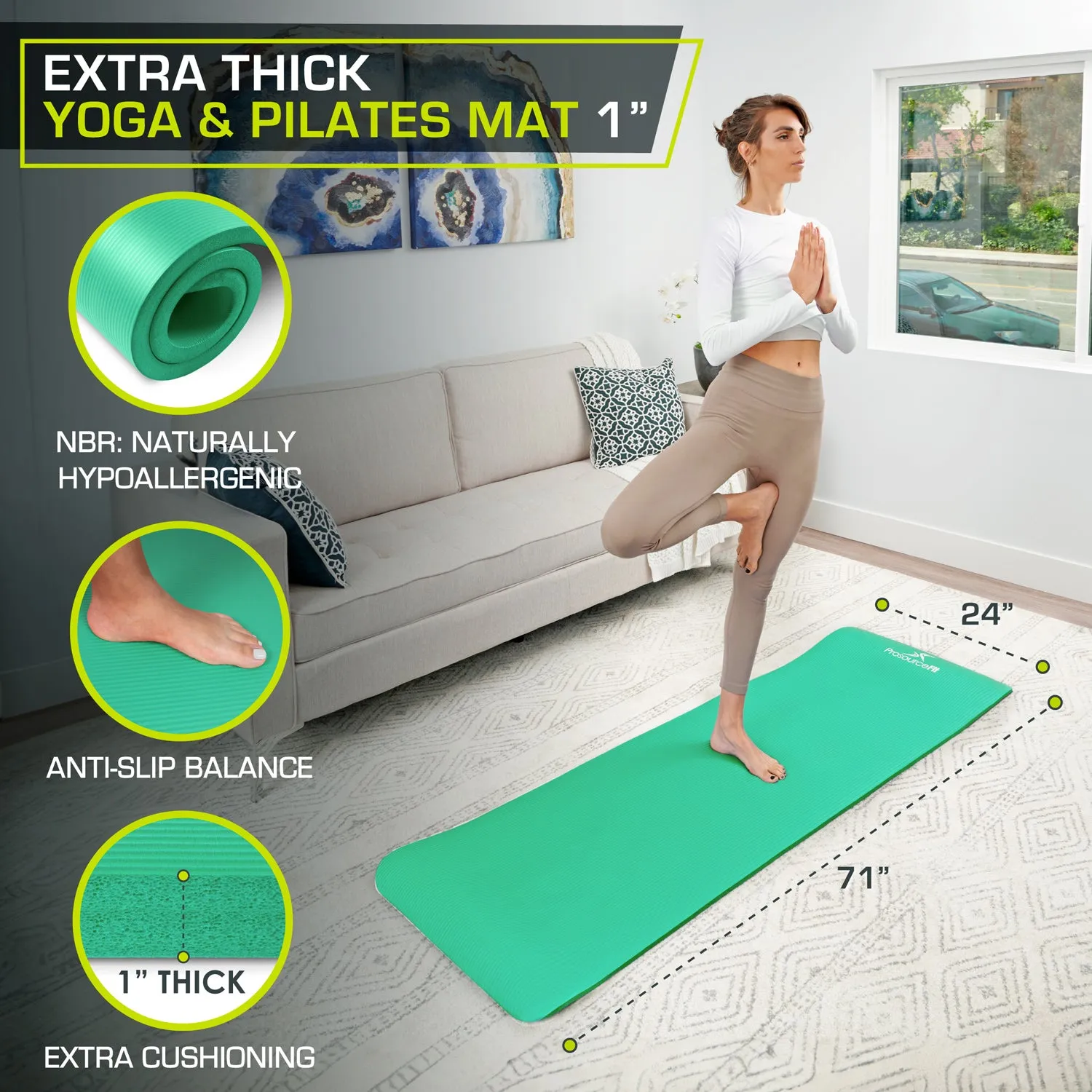 Extra Thick Yoga and Pilates Mat 1 inch