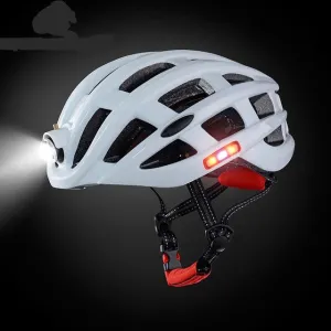 Helmet with LED Lights On All Sides USB Port Built-In Battery EPS Foam