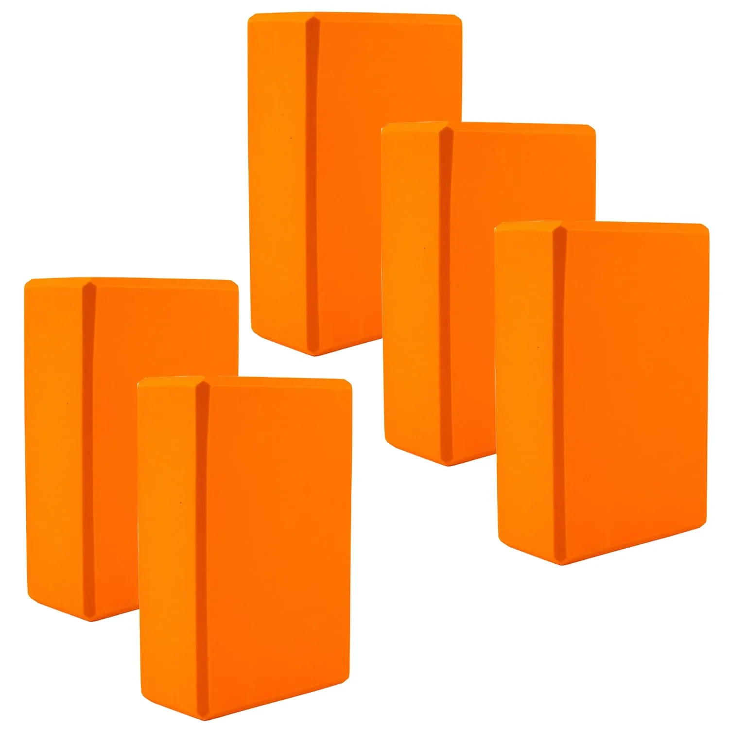 Kuber Industries High-Density Yoga Block|Lightweight & Portable Yoga Brick|Improve Strength & Flexibility-Pack of 5 (Orange)