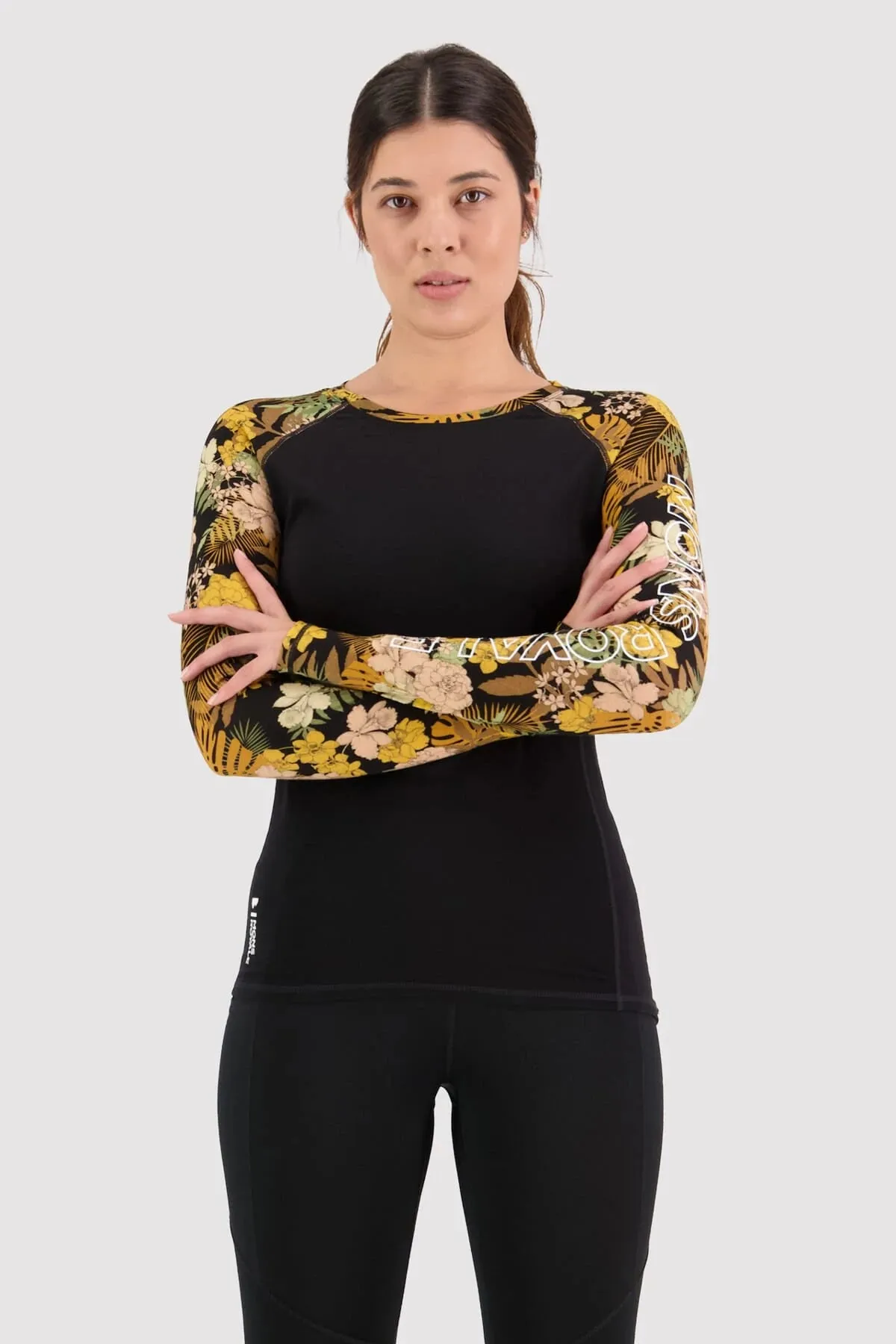 Mons Royale Bella Long Sleeve Thermals Womens Floral Camo / Black