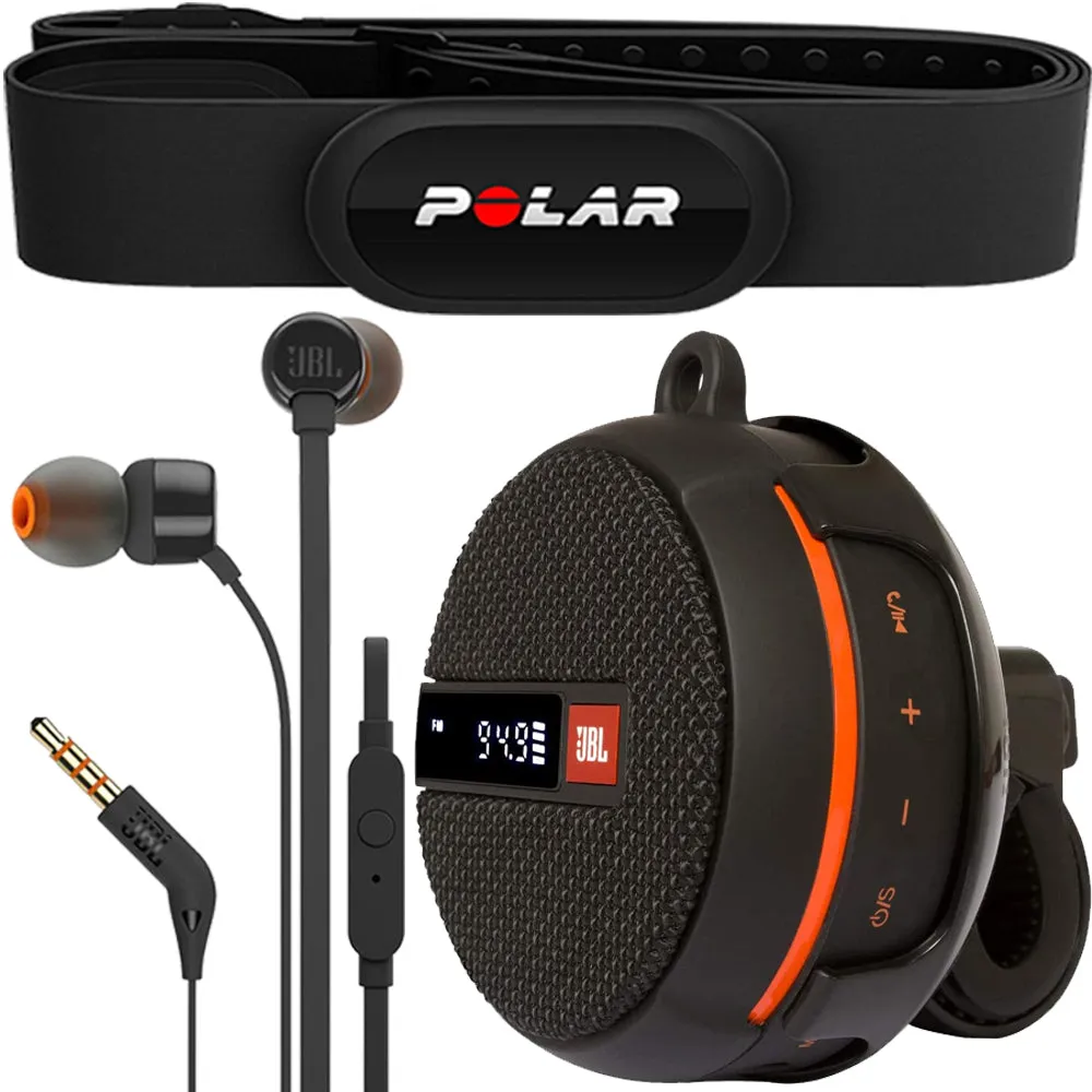 Polar Improved Connectivity H10 Heabar Speakrt Rate Sensor Monitor with JBL Wind 2 Speaker Handleer Accessory Kit