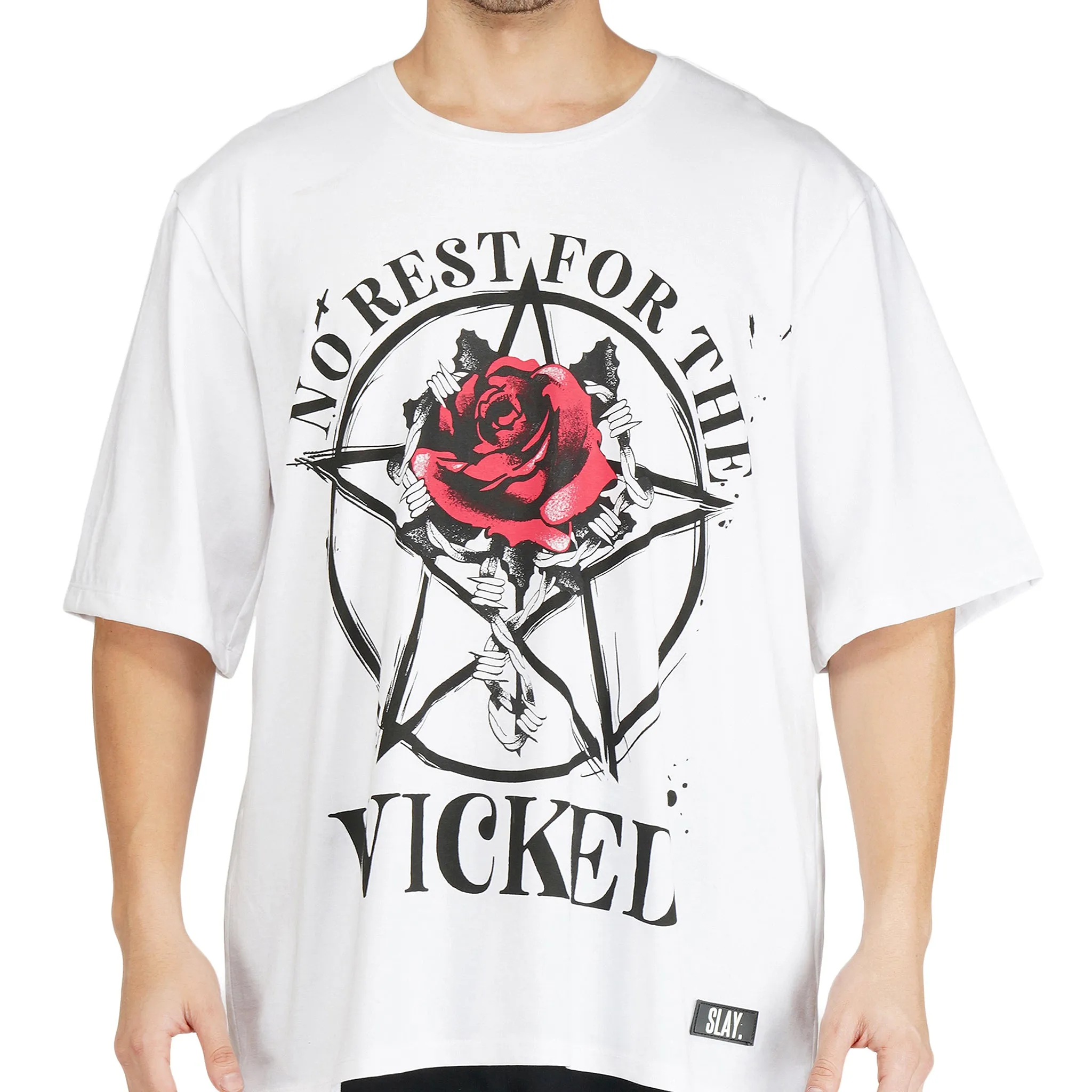 SLAY. Men's "No Rest for the WICKED" Oversized Drop Shoulder T Shirt