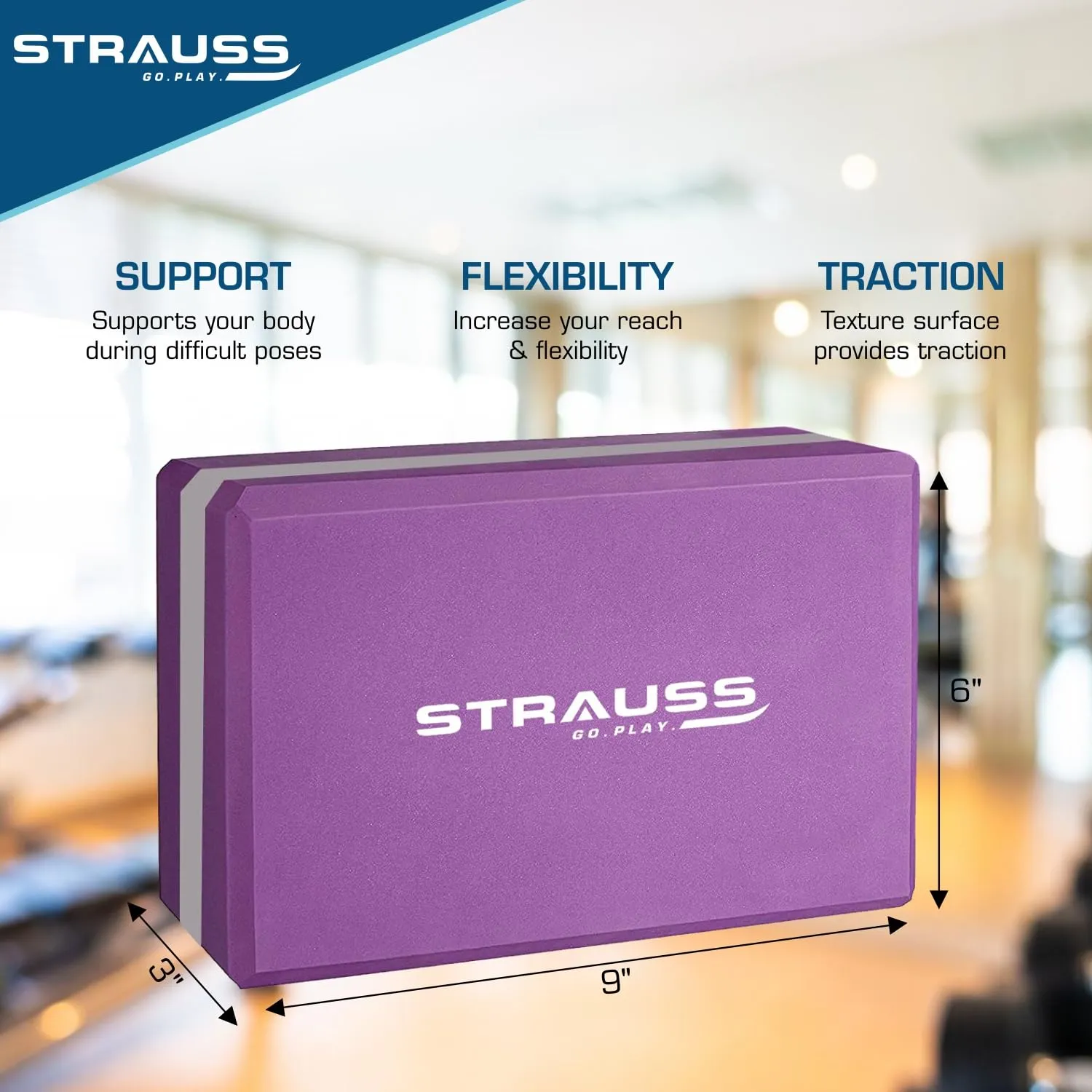 Strauss Yoga Block, (Purple/Grey) and Yoga Block, (Purple/Grey)