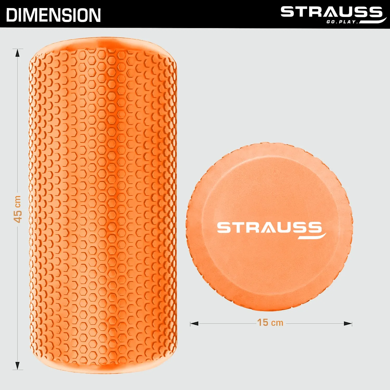 Strauss Yoga Foam Roller | Deep Tissue Massage Roller for Knee Exercise, Muscles Recovery & Physiotherapy | Home Gym Fitness Equipment for Full Body Relaxation and Flexibility | 45cm,(Purple)