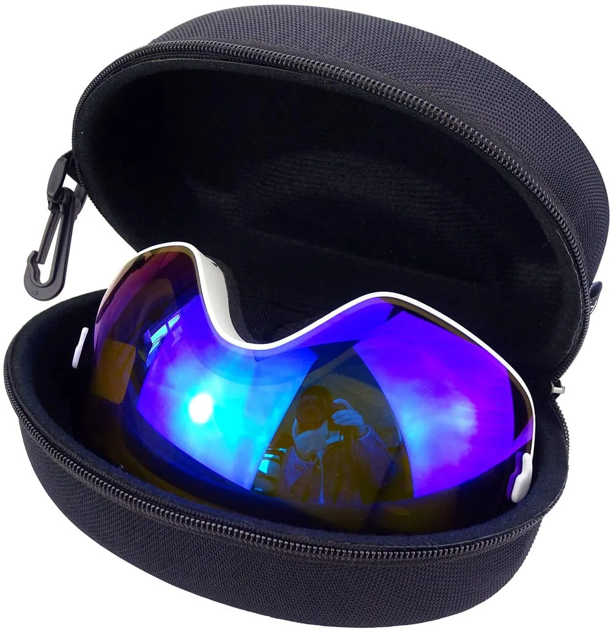 Unisex Double Layers UV Anti-Fog Big Ski Mask Goggles-Blue