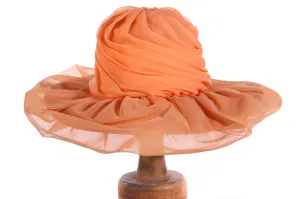 Vntage Wide Brimmed Summer Hat with Gathered Fabric 53.5cm