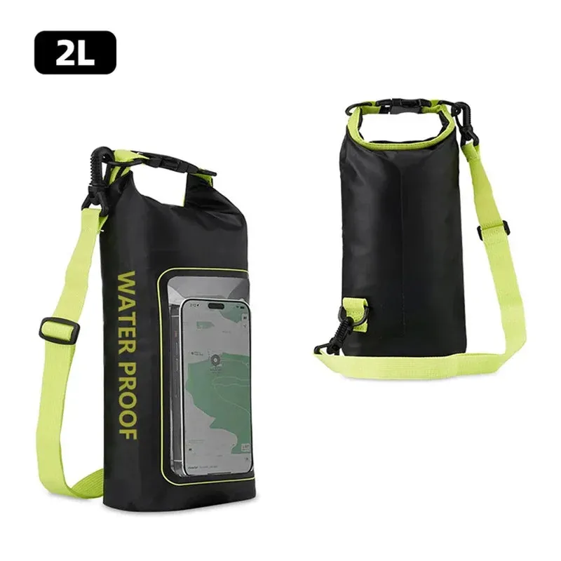 Waterproof Dry Bag With Transparent Phone Pocket - 5L Capacity for Swimming & Kayaking