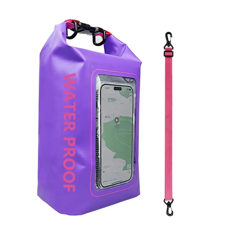 Waterproof Dry Bag With Transparent Phone Pocket - 5L Capacity for Swimming & Kayaking