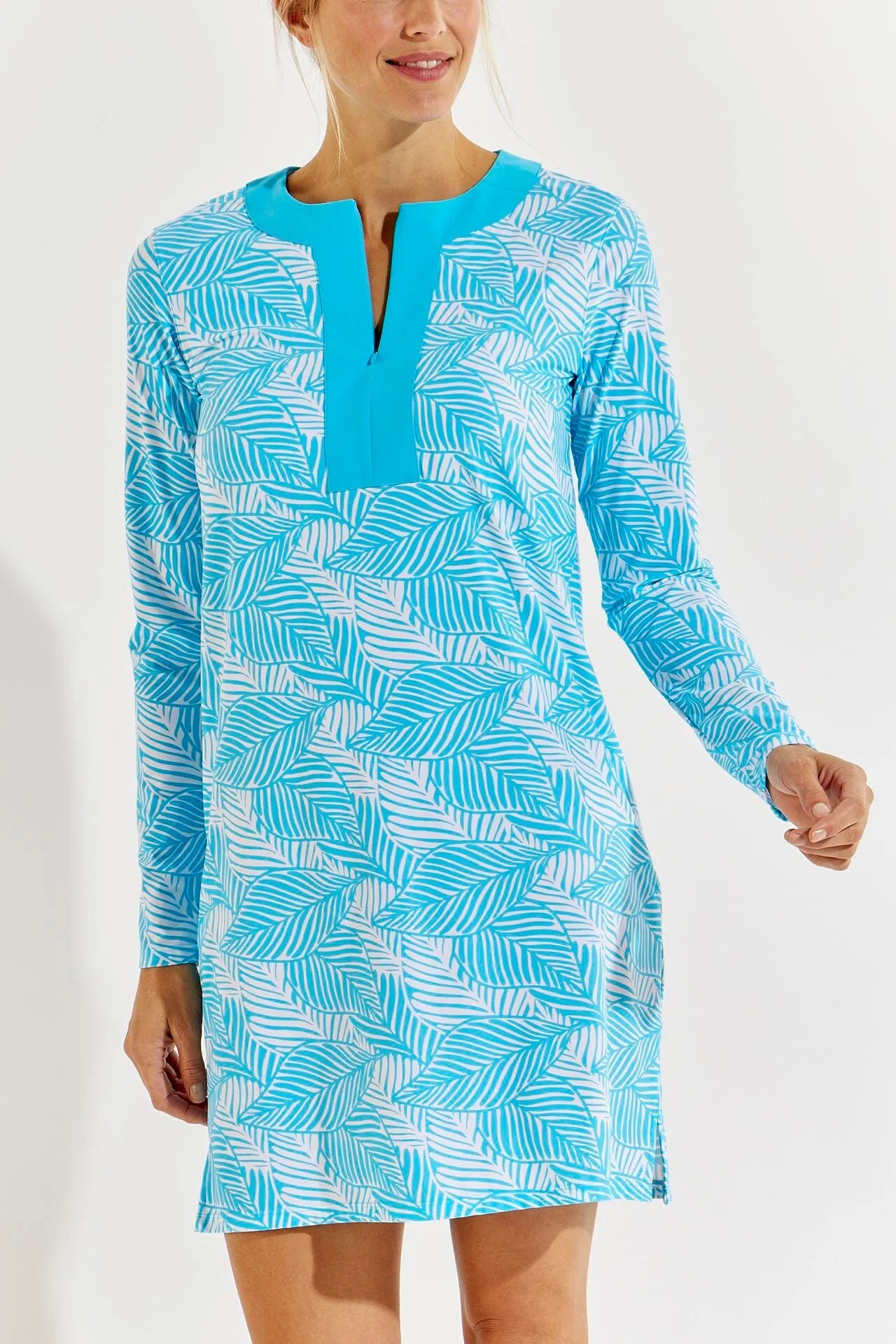 Women's Shoreside Swim Cover-Up Dress  |  Antigua Blue Paradise Palm