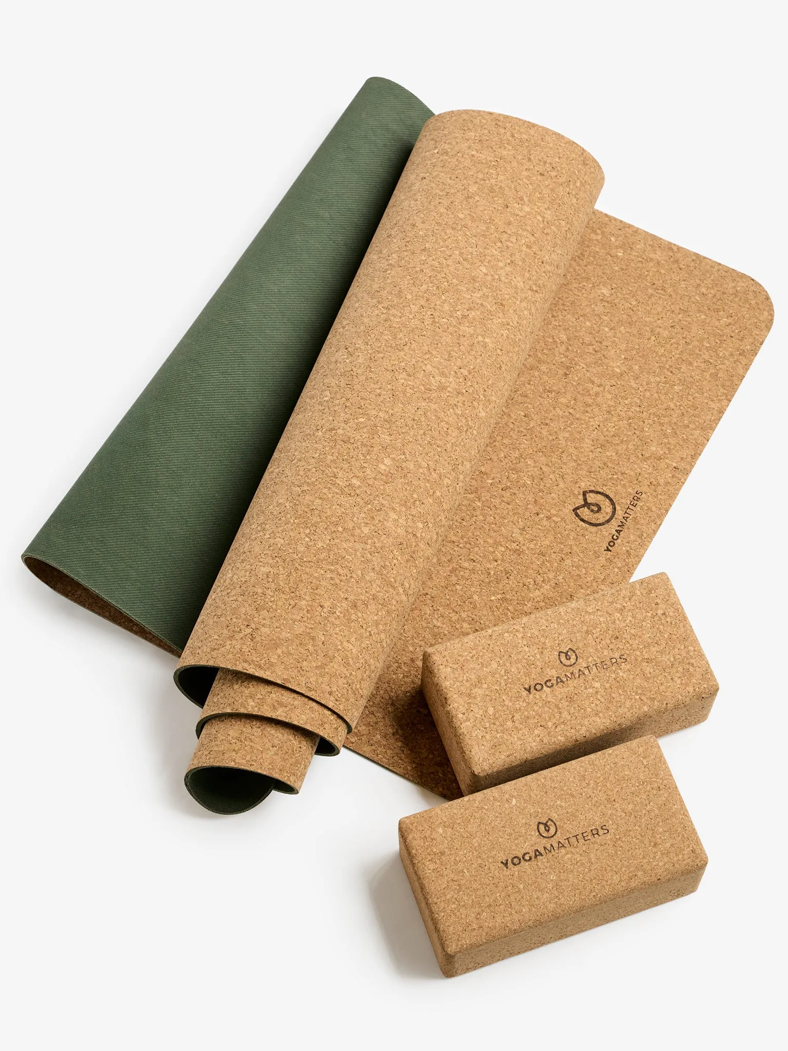 Yogamatters Cork Mat and Pair of Cork Bricks Kit